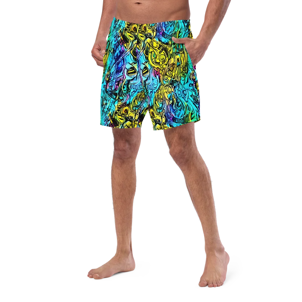 Cyan Frenzy on Swim Trunks — Left Front