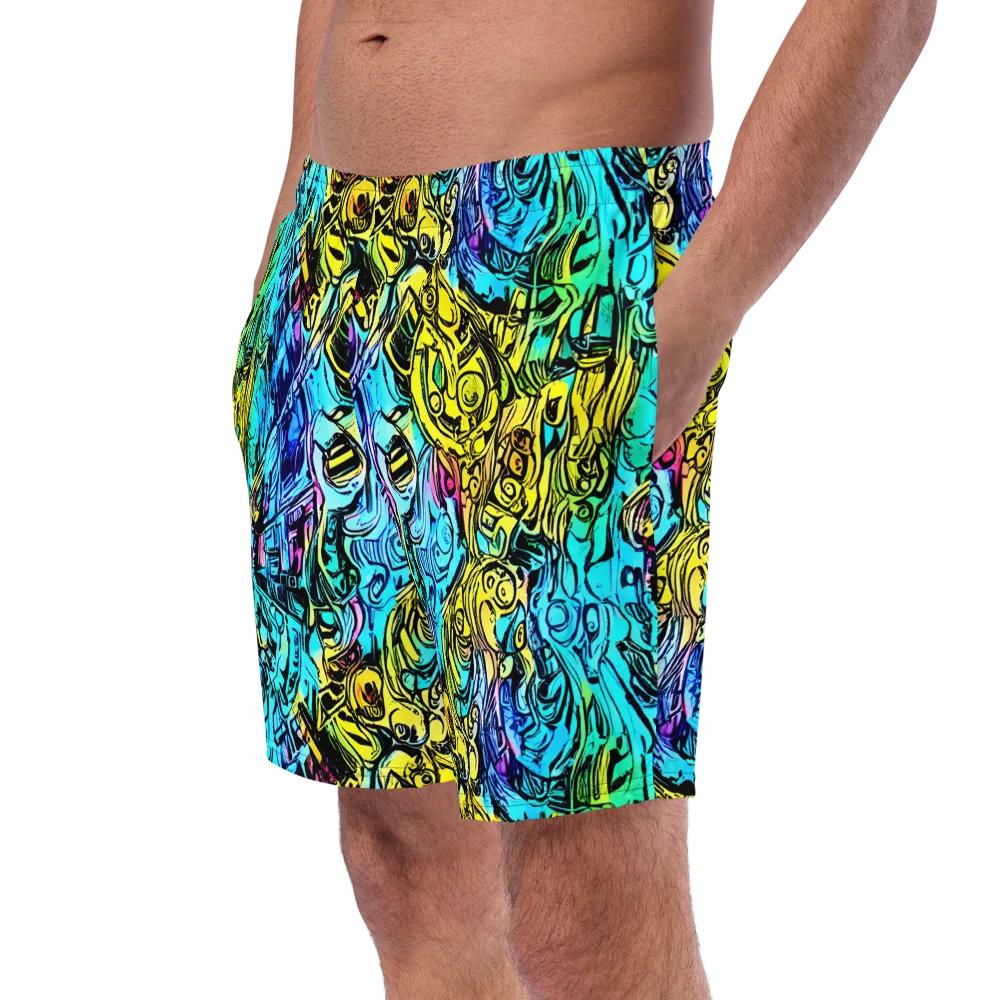 Cyan Frenzy on Swim Trunks — Left Front