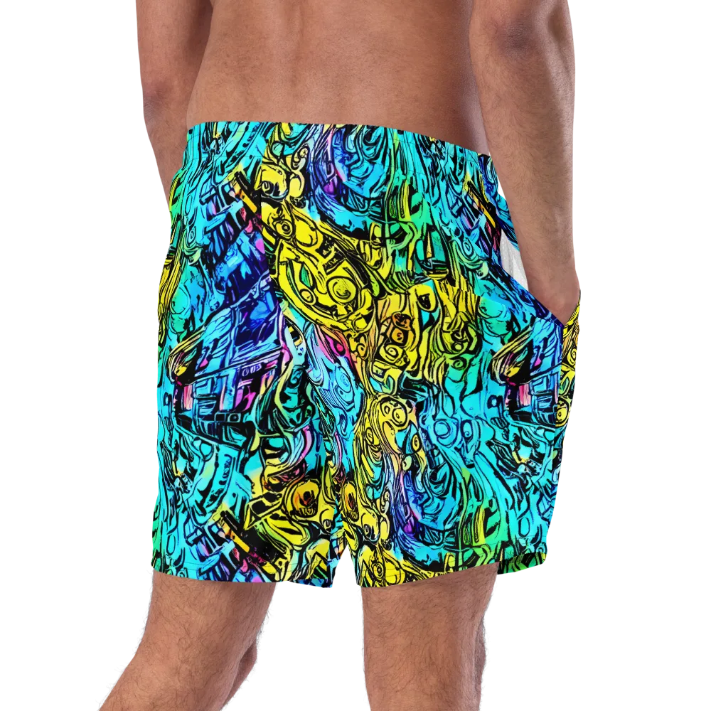 Cyan Frenzy on Swim Trunks — Right Back