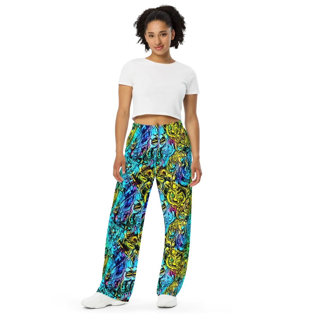 Cyan Frenzy on Wide-Leg Pants — Front