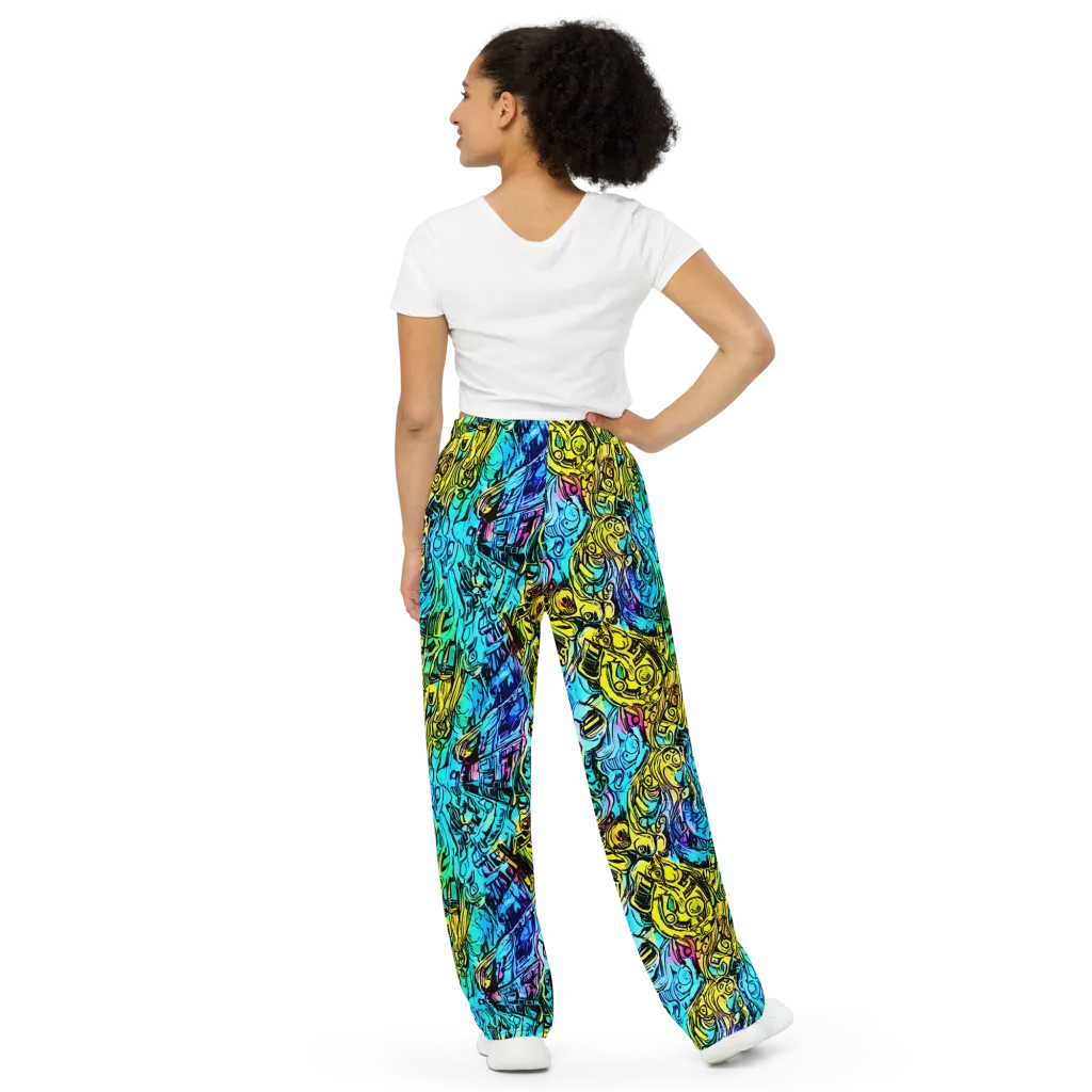 Cyan Frenzy on Wide-Leg Pants — Back