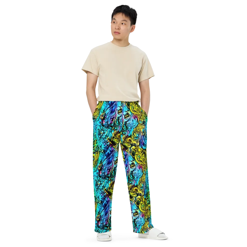 Cyan Frenzy on Wide-Leg Pants — Front