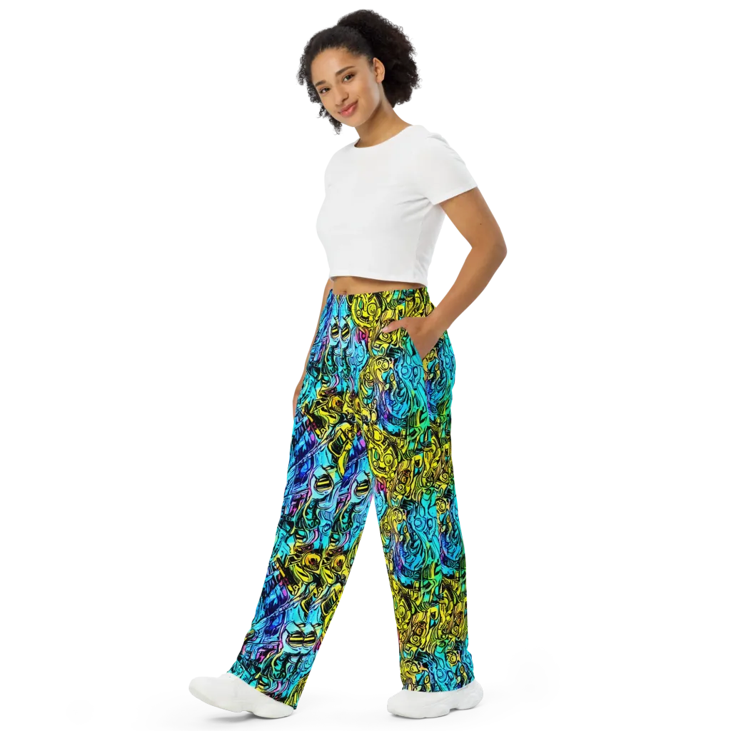 Cyan Frenzy on Wide-Leg Pants — Left Front