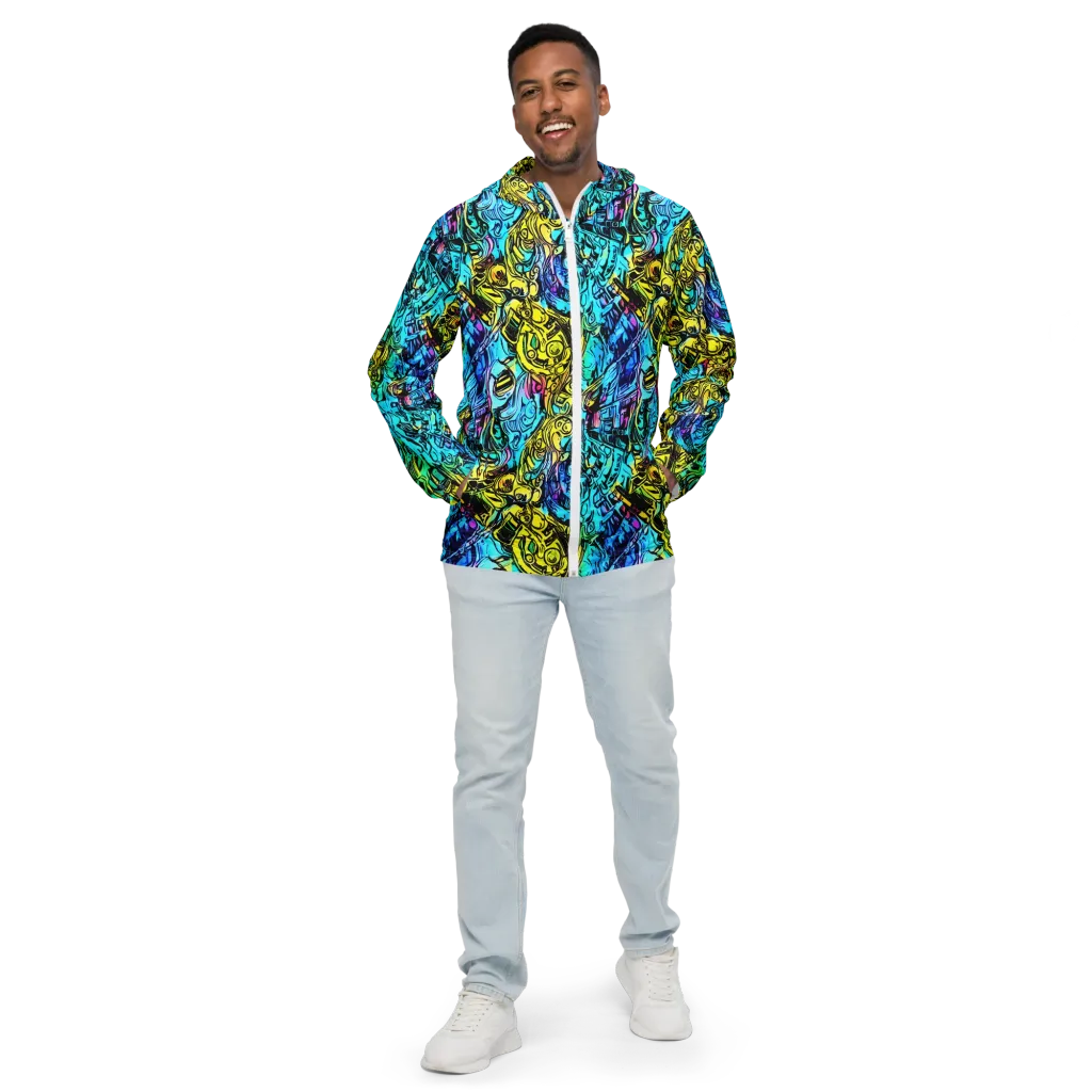 Cyan Frenzy on Men's Windbreaker — Front