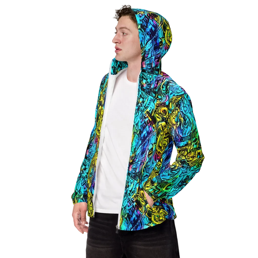 Cyan Frenzy on Men's Windbreaker — Left Front