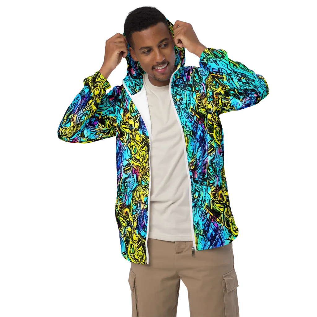 Cyan Frenzy on Men's Windbreaker — Front