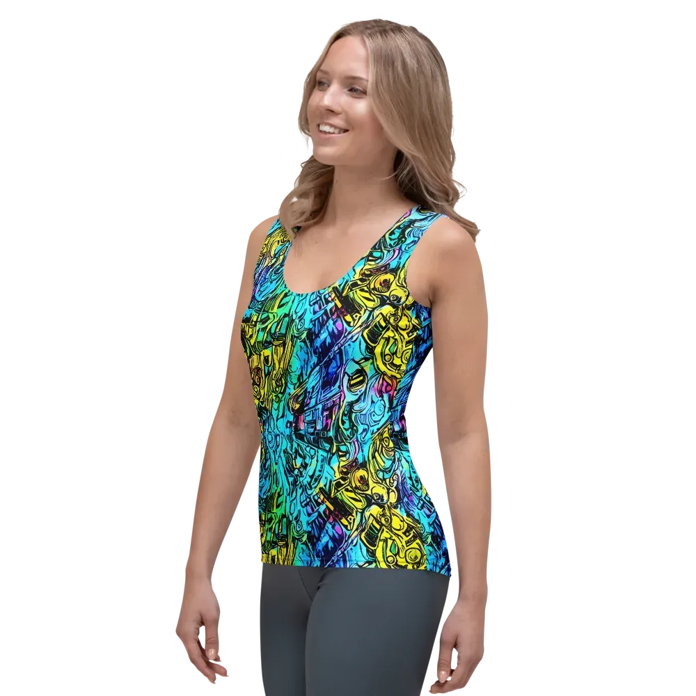 Cyan Frenzy on Women's Tank Top — Left Front