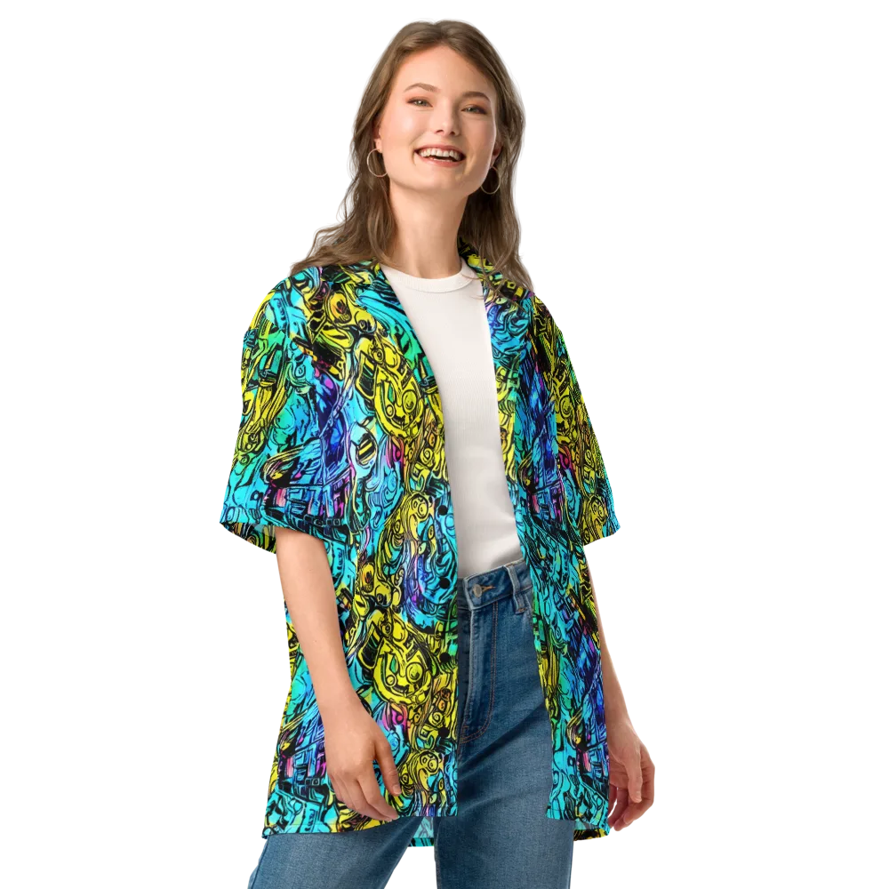 Cyan Frenzy on Button Shirt — Front