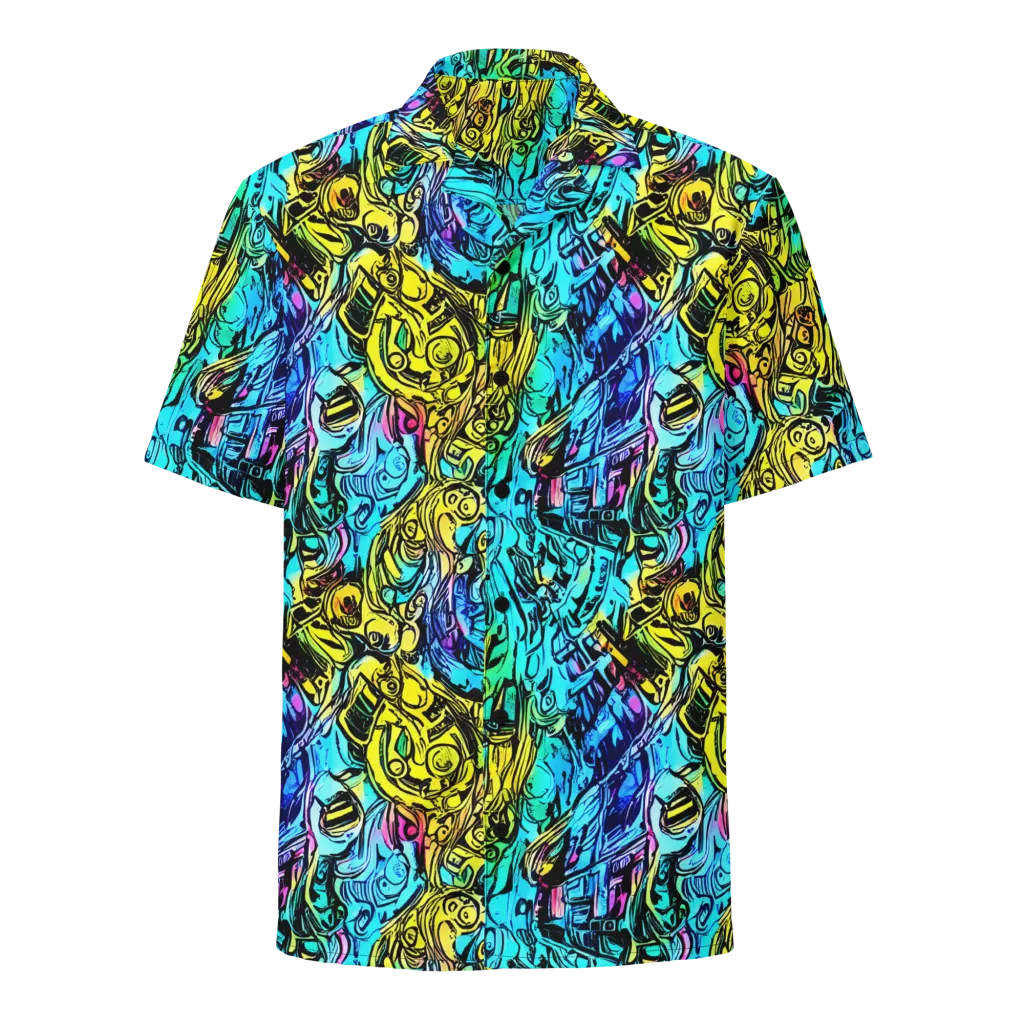 Cyan Frenzy on Button Shirt — Front