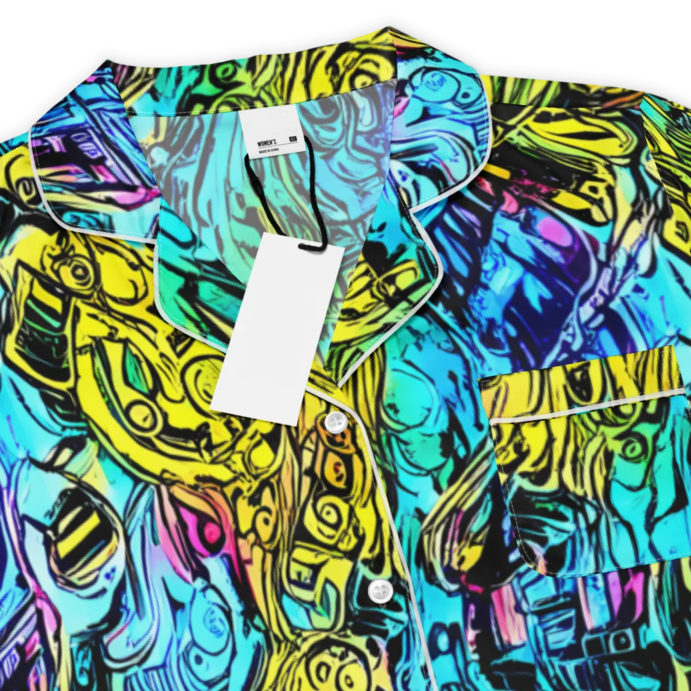 Cyan Frenzy on Women's Short Sleeve Pajama Top — Product details