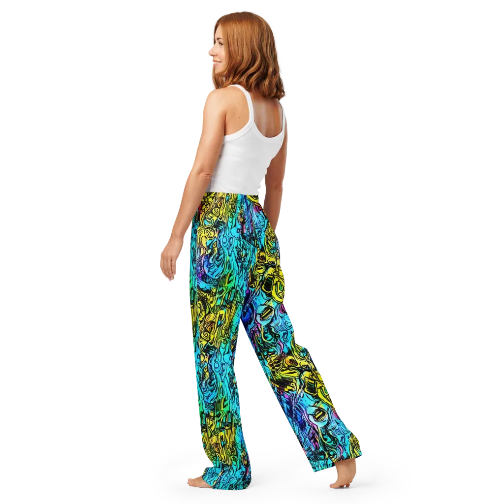 Cyan Frenzy on Women's Pajama Pants — Back