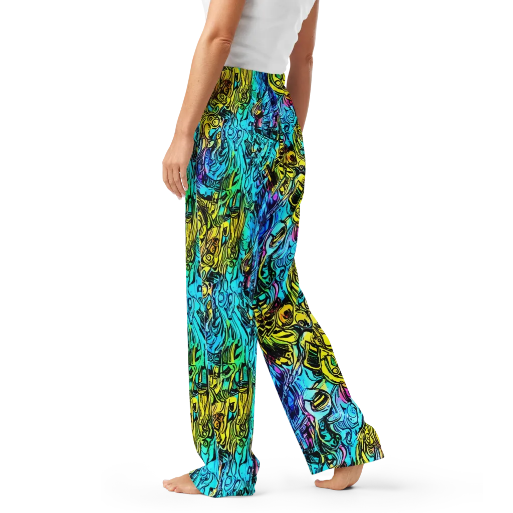 Cyan Frenzy on Women's Pajama Pants — Left