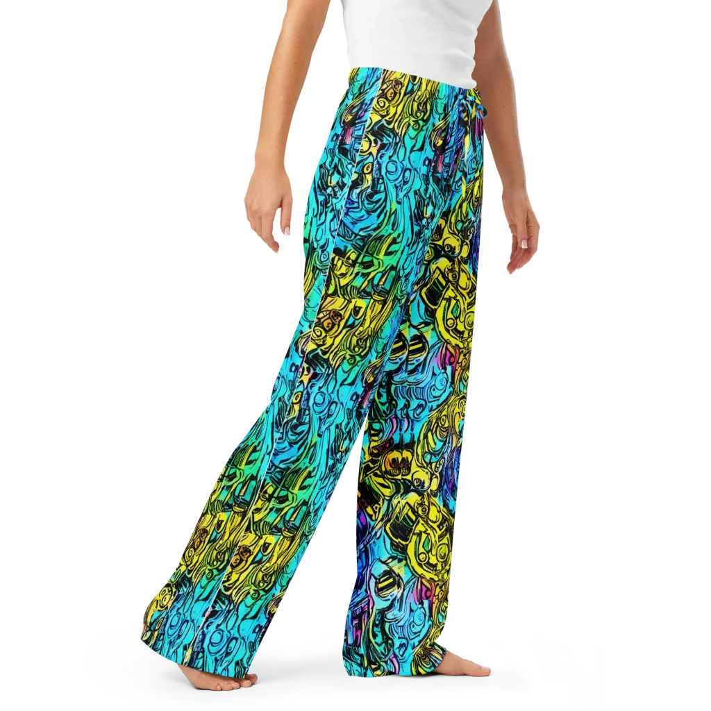 Cyan Frenzy on Women's Pajama Pants — Right Front