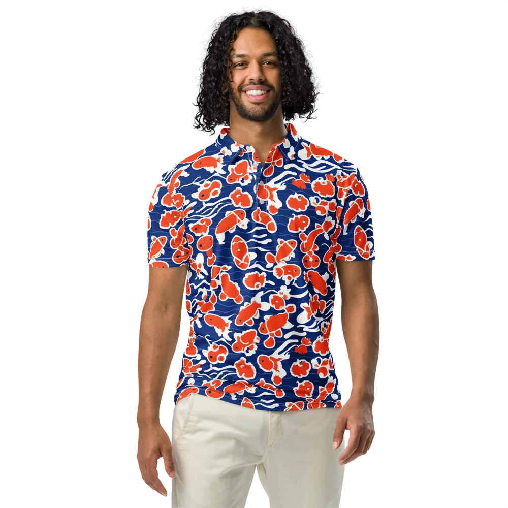 Crimson Current on Men's Slim Fit Polo Shirt — Front