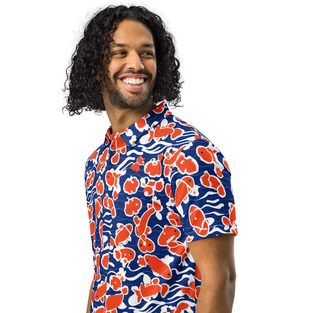 Crimson Current on Men's Slim Fit Polo Shirt — Left Front