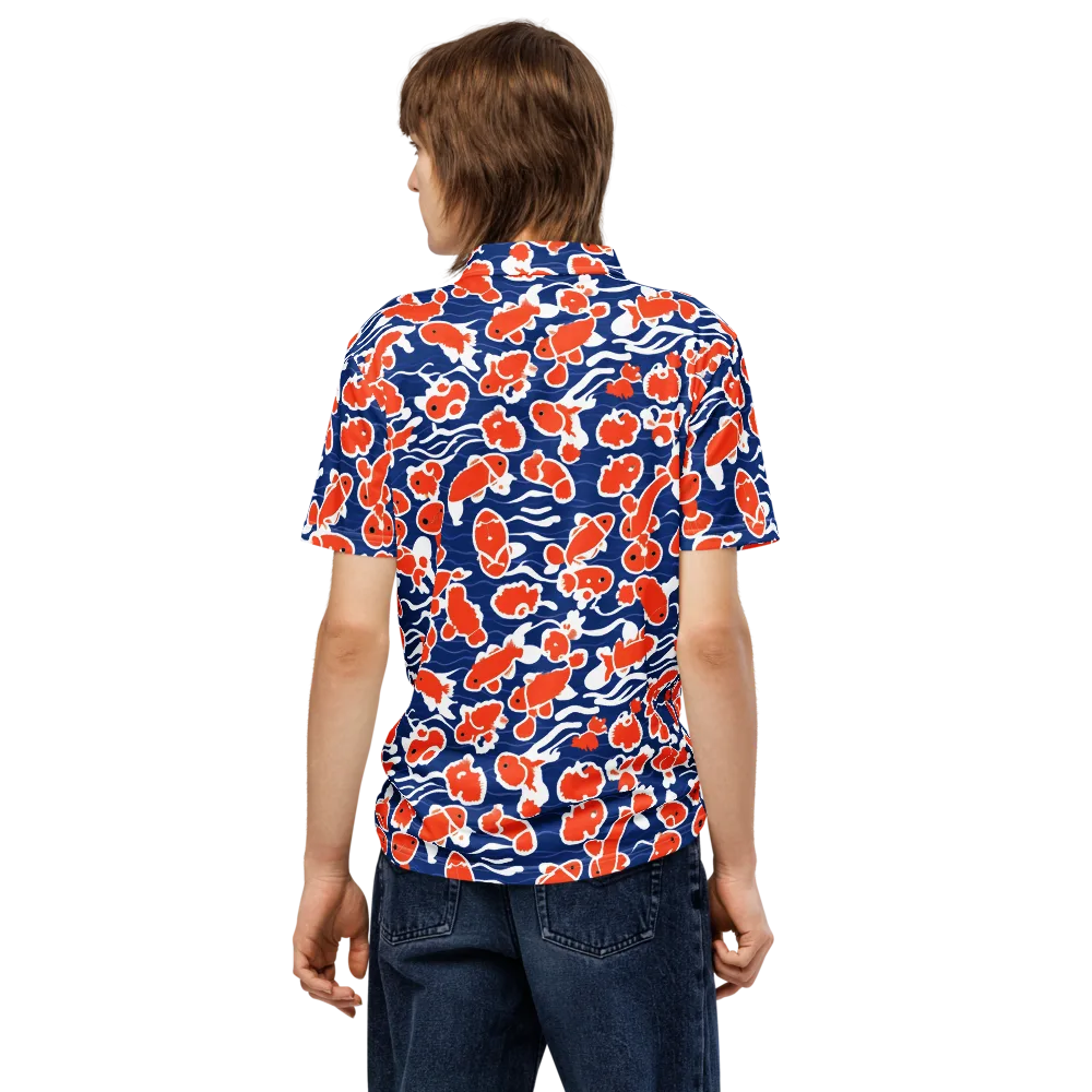Crimson Current on Men's Slim Fit Polo Shirt — Back