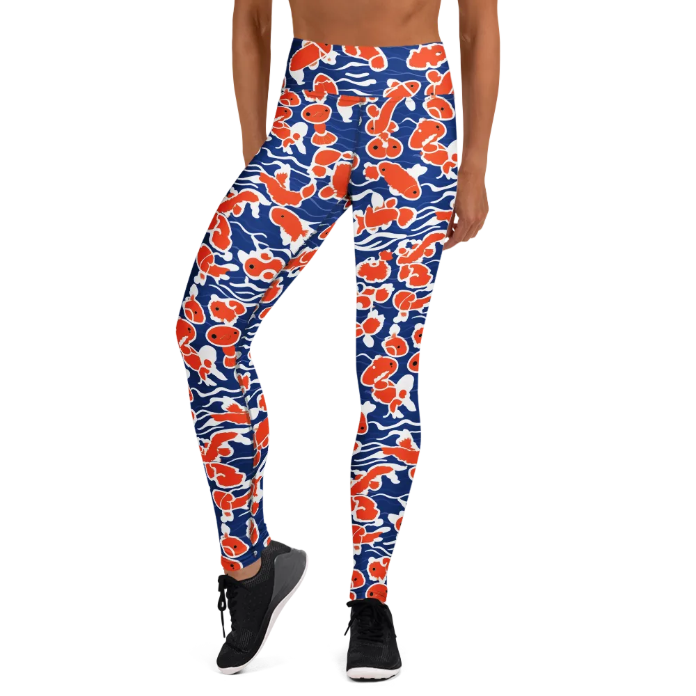 Crimson Current on Yoga Leggings — Front