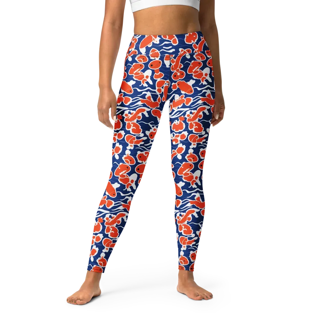 Crimson Current on Yoga Leggings — Front