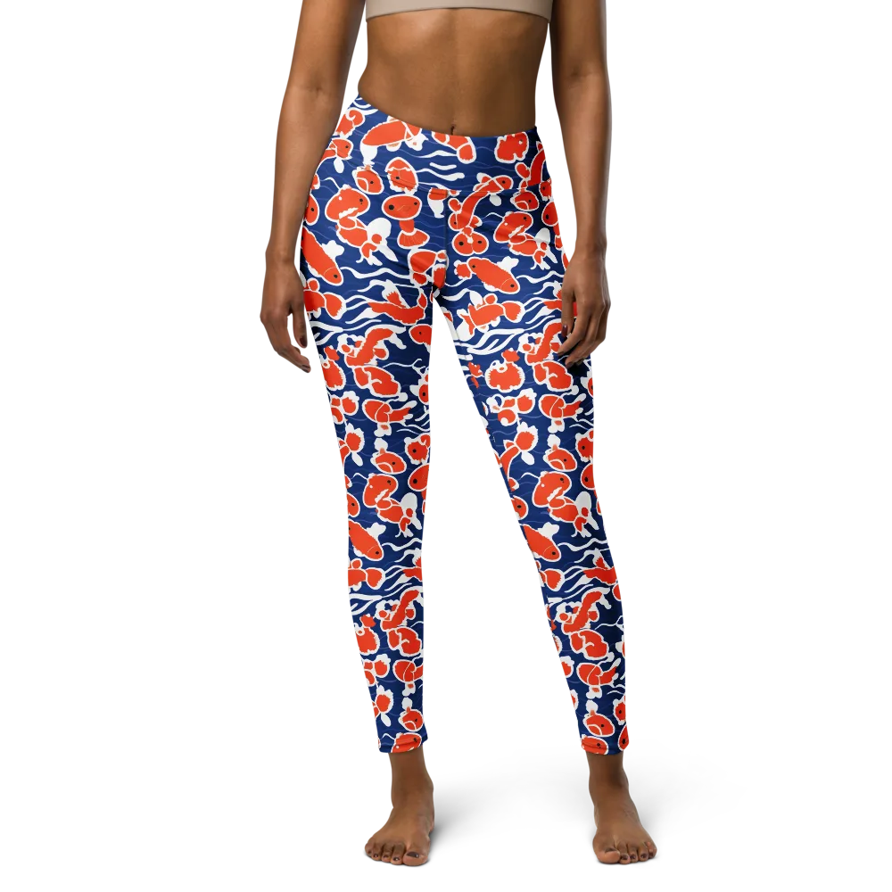 Crimson Current on Yoga Leggings — Front