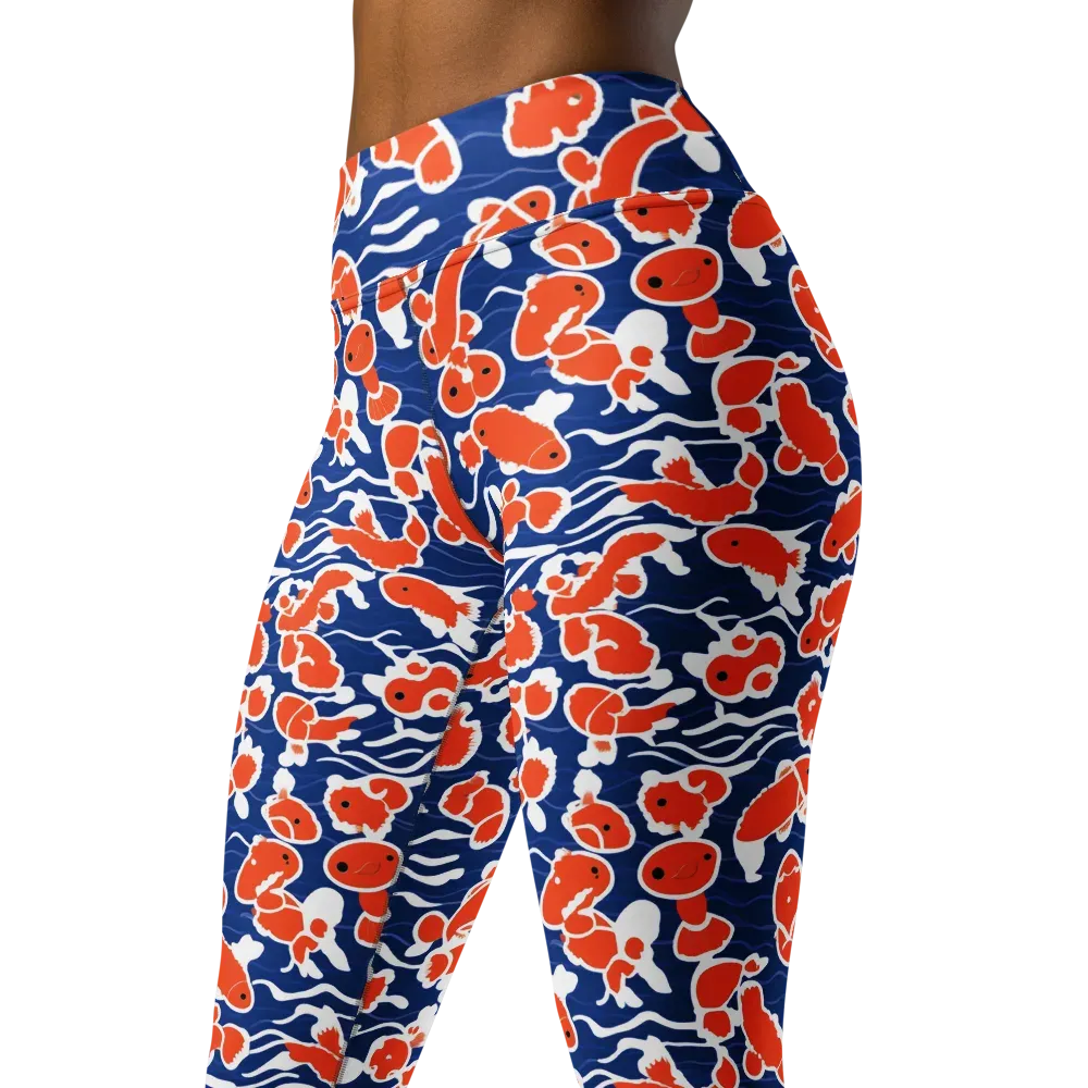 Crimson Current on Yoga Leggings — Left Front