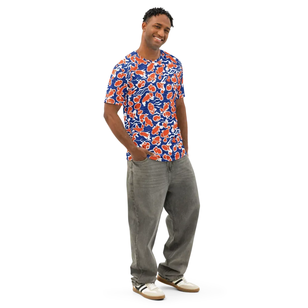 Crimson Current on Men's Cotton Crew Neck T-Shirt — Right Front