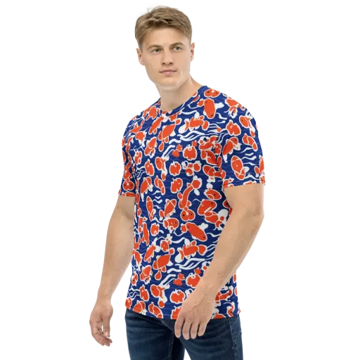 Crimson Current on a Men's Crew Neck T-Shirt