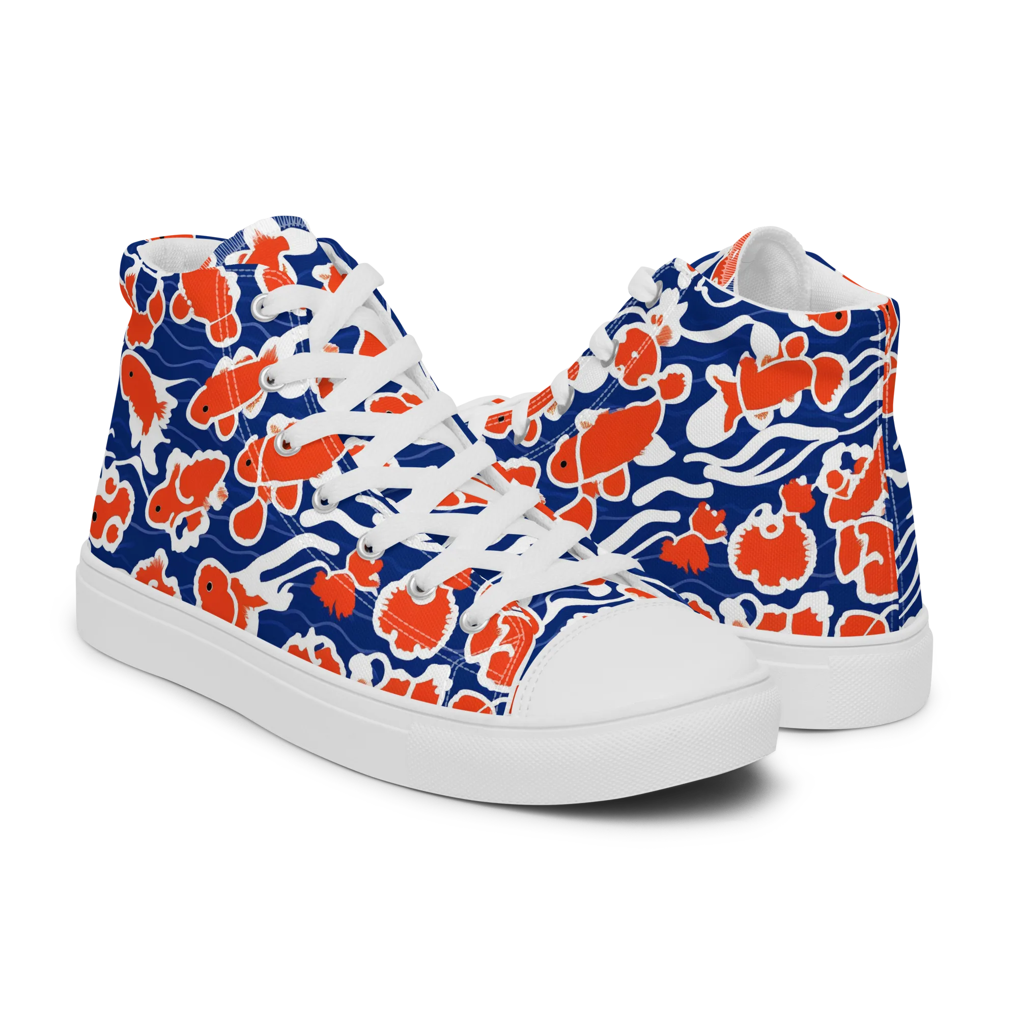 Crimson Current on Men's High Top Canvas Shoes — Right
