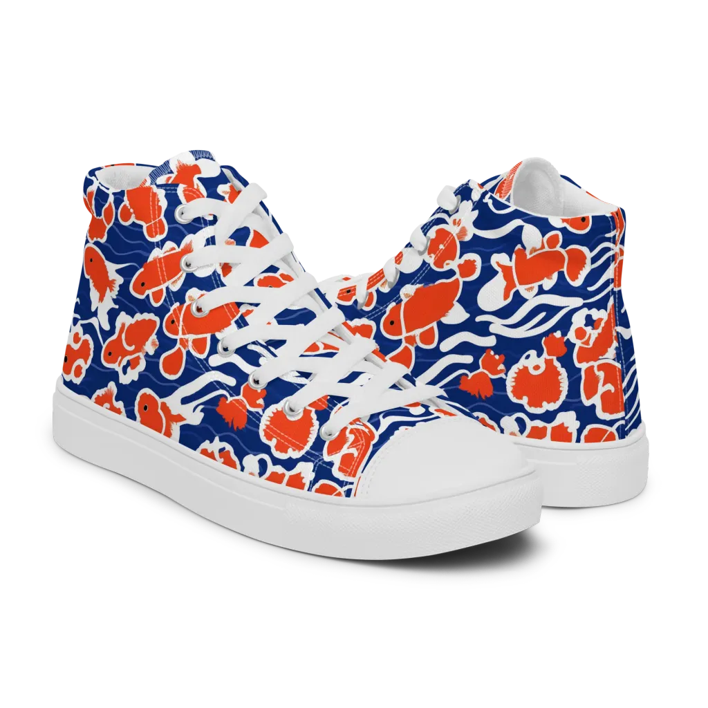Crimson Current on Men's High Top Canvas Shoes — Right