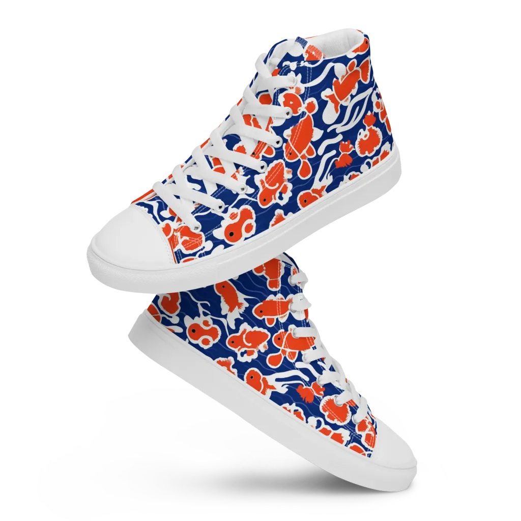 Crimson Current on Men's High Top Canvas Shoes — Front