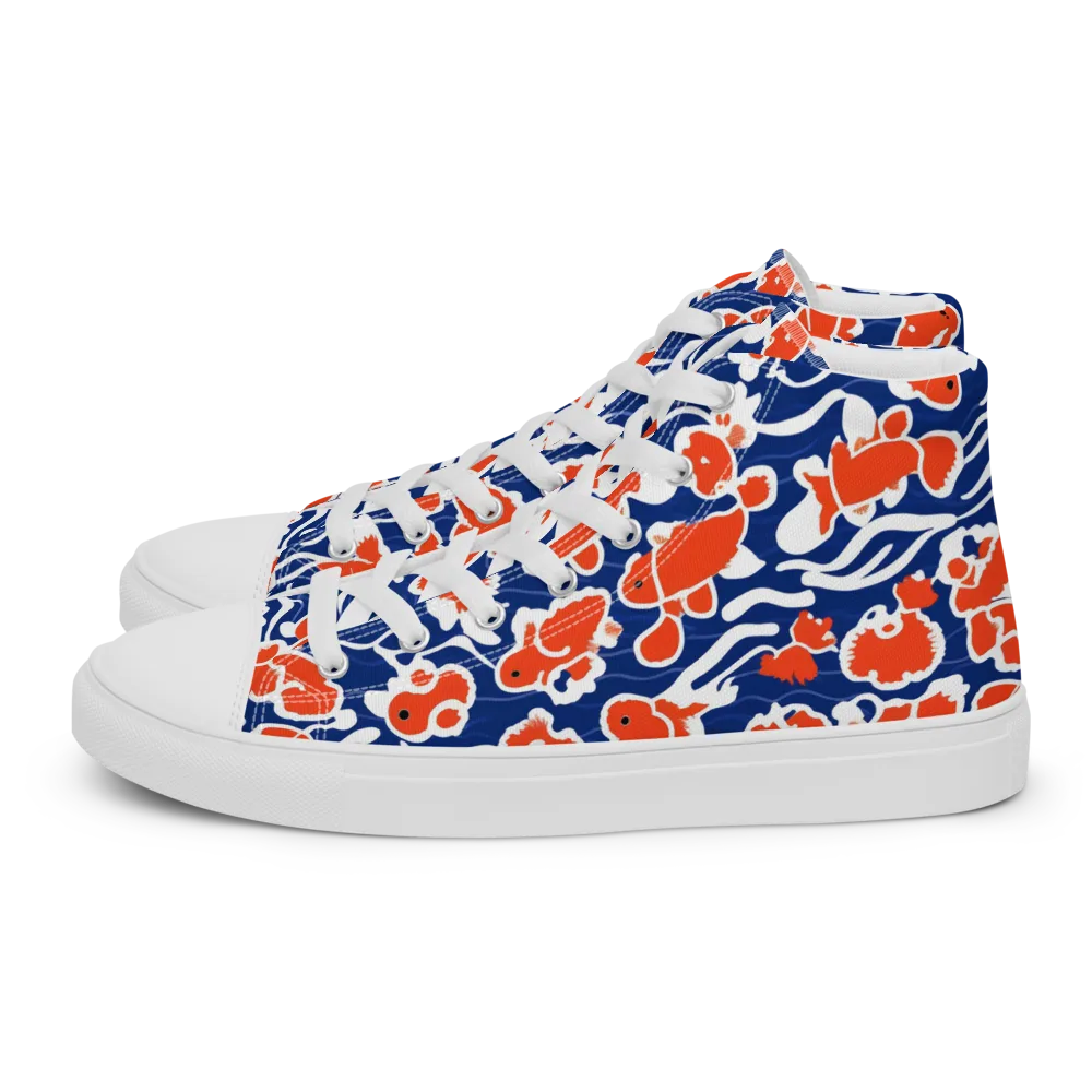 Crimson Current on Women's High Top Canvas Shoes — Left
