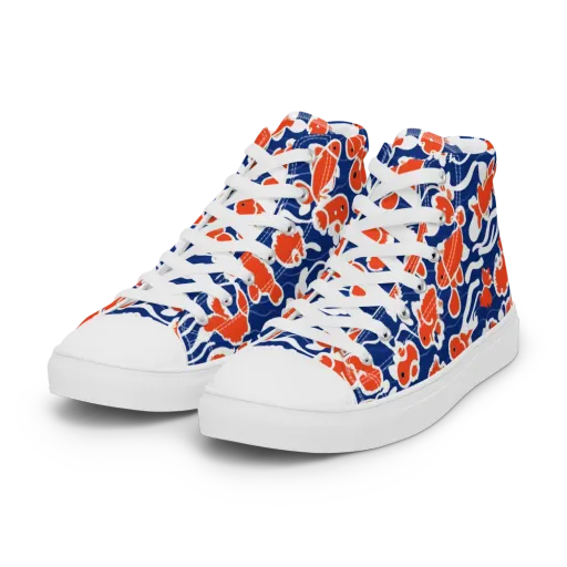 Crimson Current on a Women's High Top Canvas Shoes