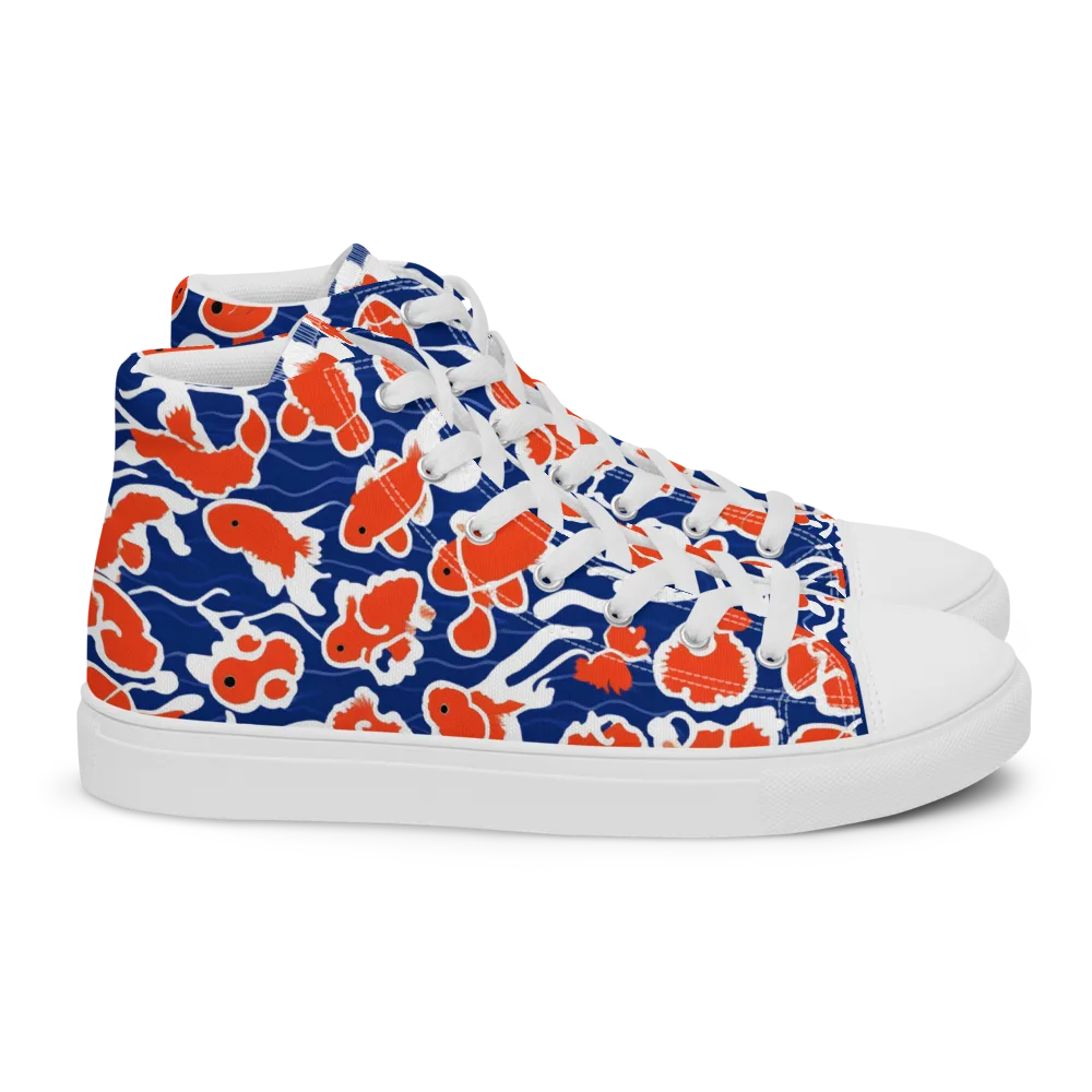 Crimson Current on Women's High Top Canvas Shoes — Right