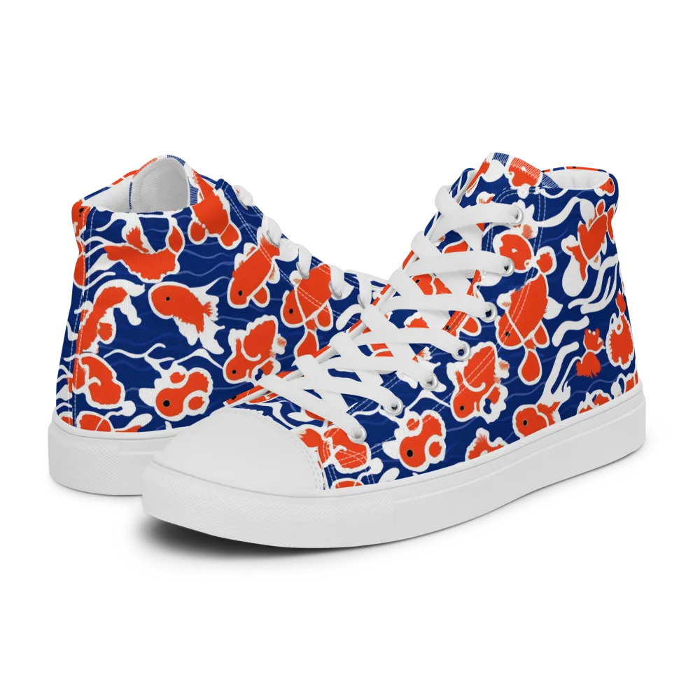 Crimson Current on Women's High Top Canvas Shoes — Left