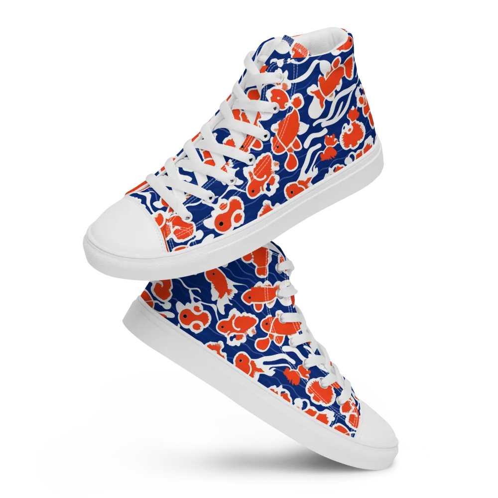 Crimson Current on Women's High Top Canvas Shoes — Front