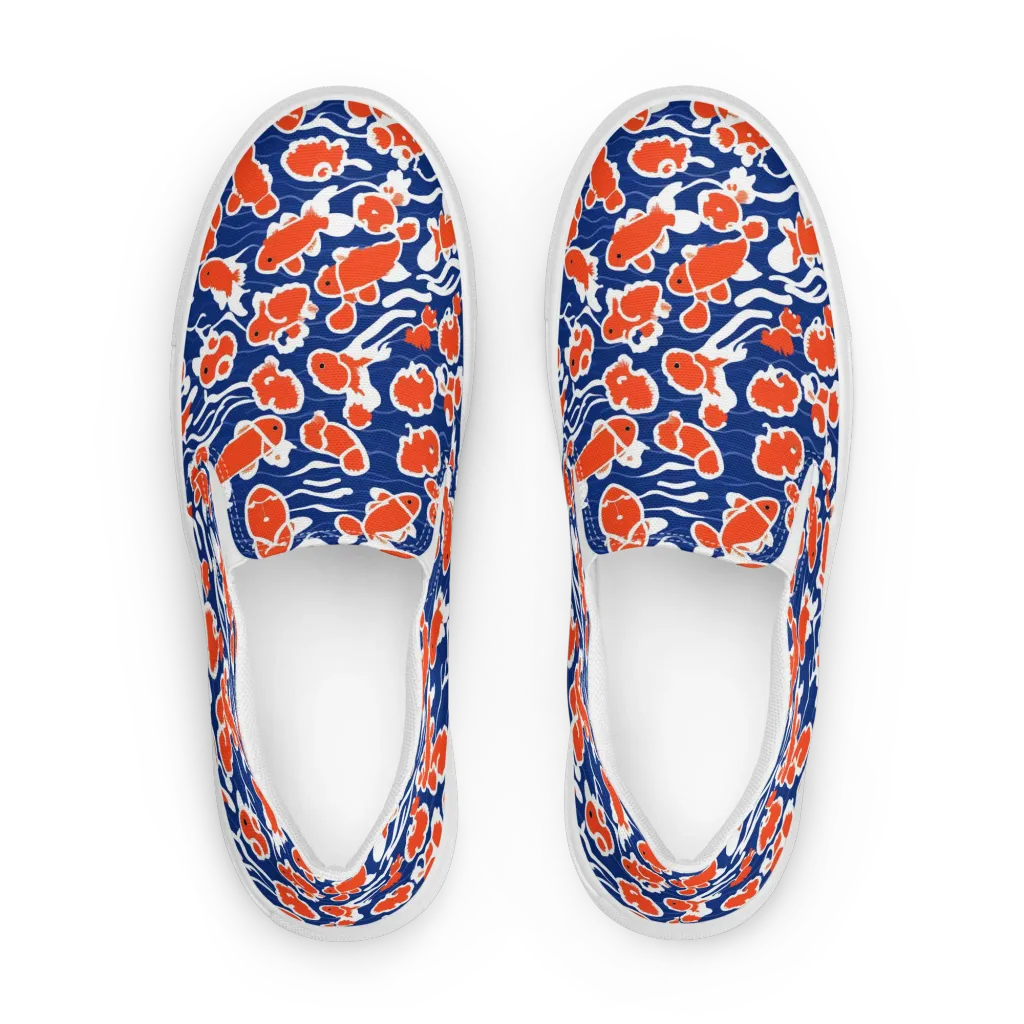 Crimson Current on Men's Slip-On Canvas Shoes — Front