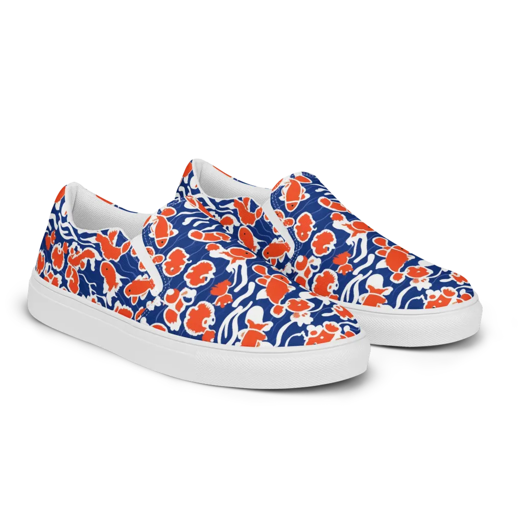 Crimson Current on Men's Slip-On Canvas Shoes — Right Front