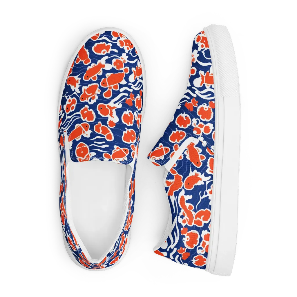 Crimson Current on Men's Slip-On Canvas Shoes — Front