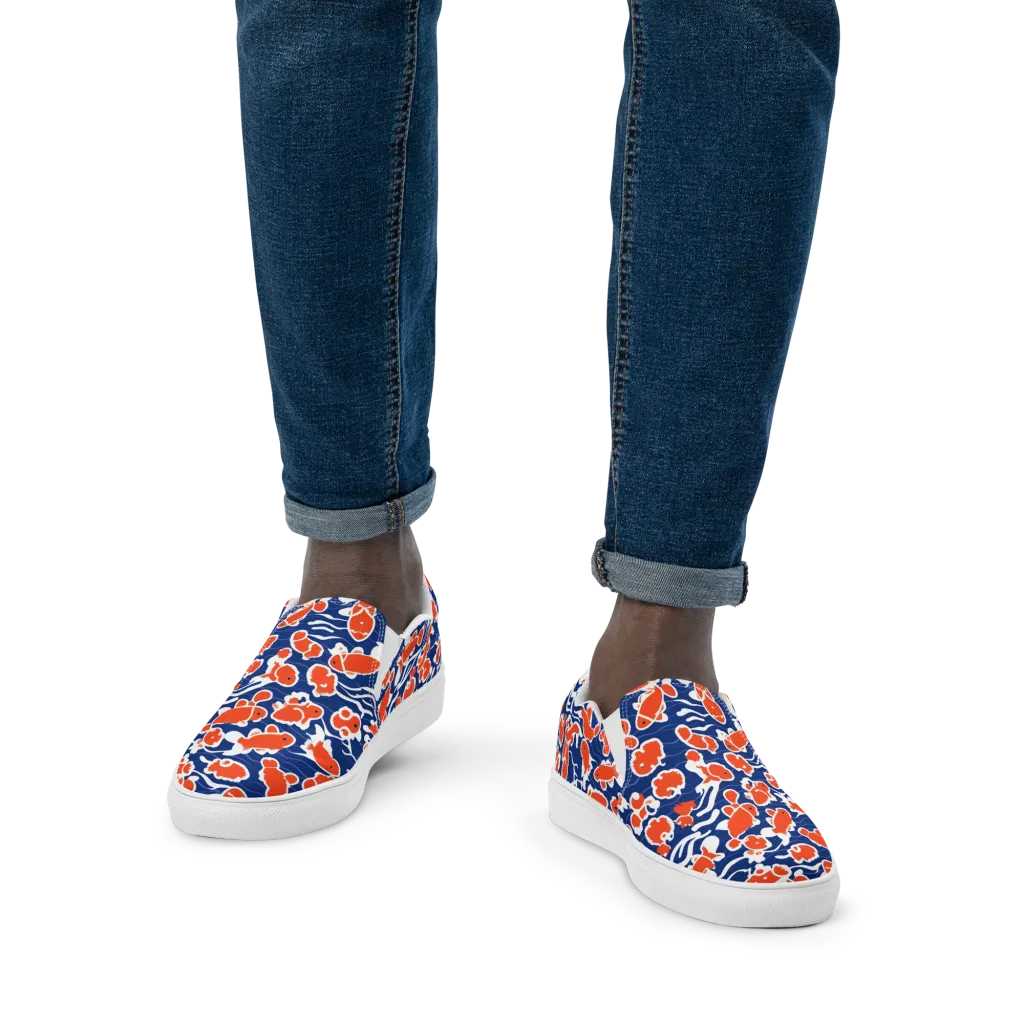 Crimson Current on Men's Slip-On Canvas Shoes — Front