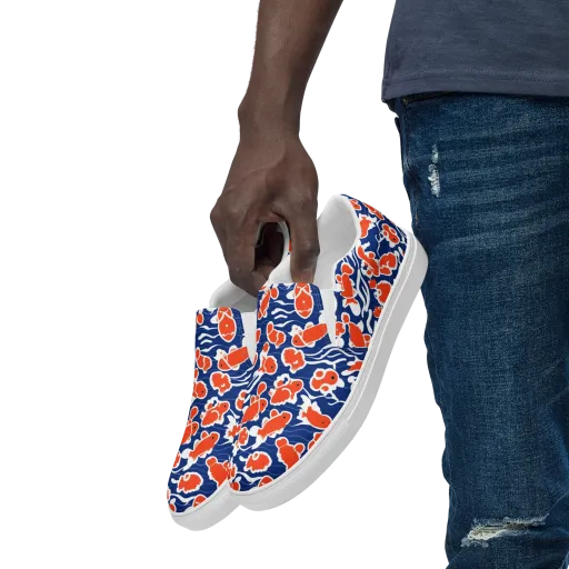 Crimson Current on a Men's Slip-On Canvas Shoes