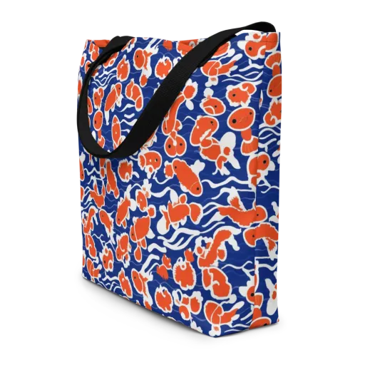 Crimson Current on a Large Tote Bag W/ Pocket
