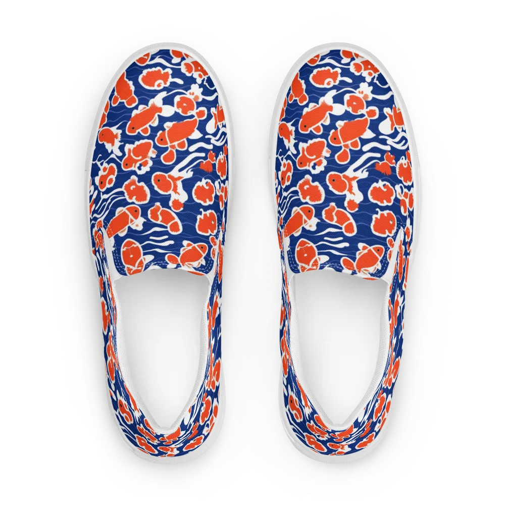 Crimson Current on Women's Slip-On Canvas Shoes — Front
