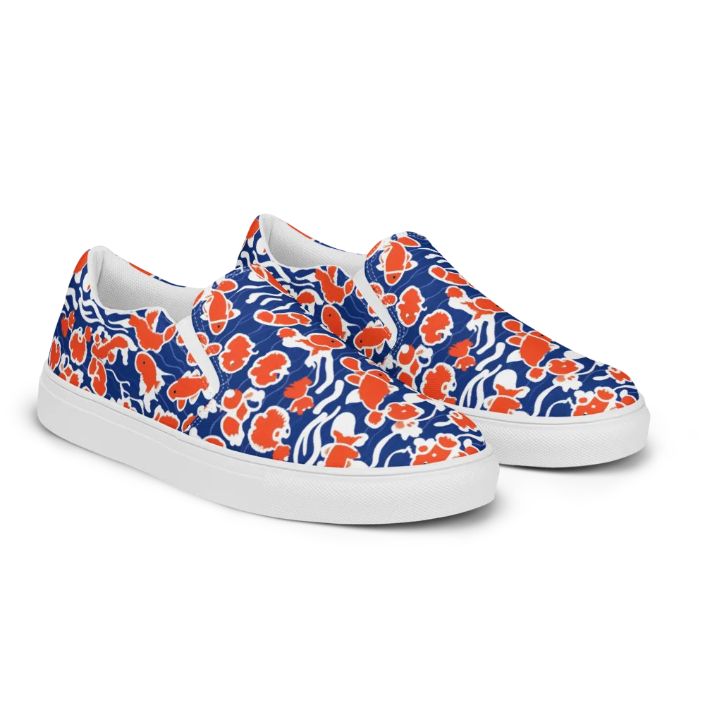 Crimson Current on Women's Slip-On Canvas Shoes — Right Front
