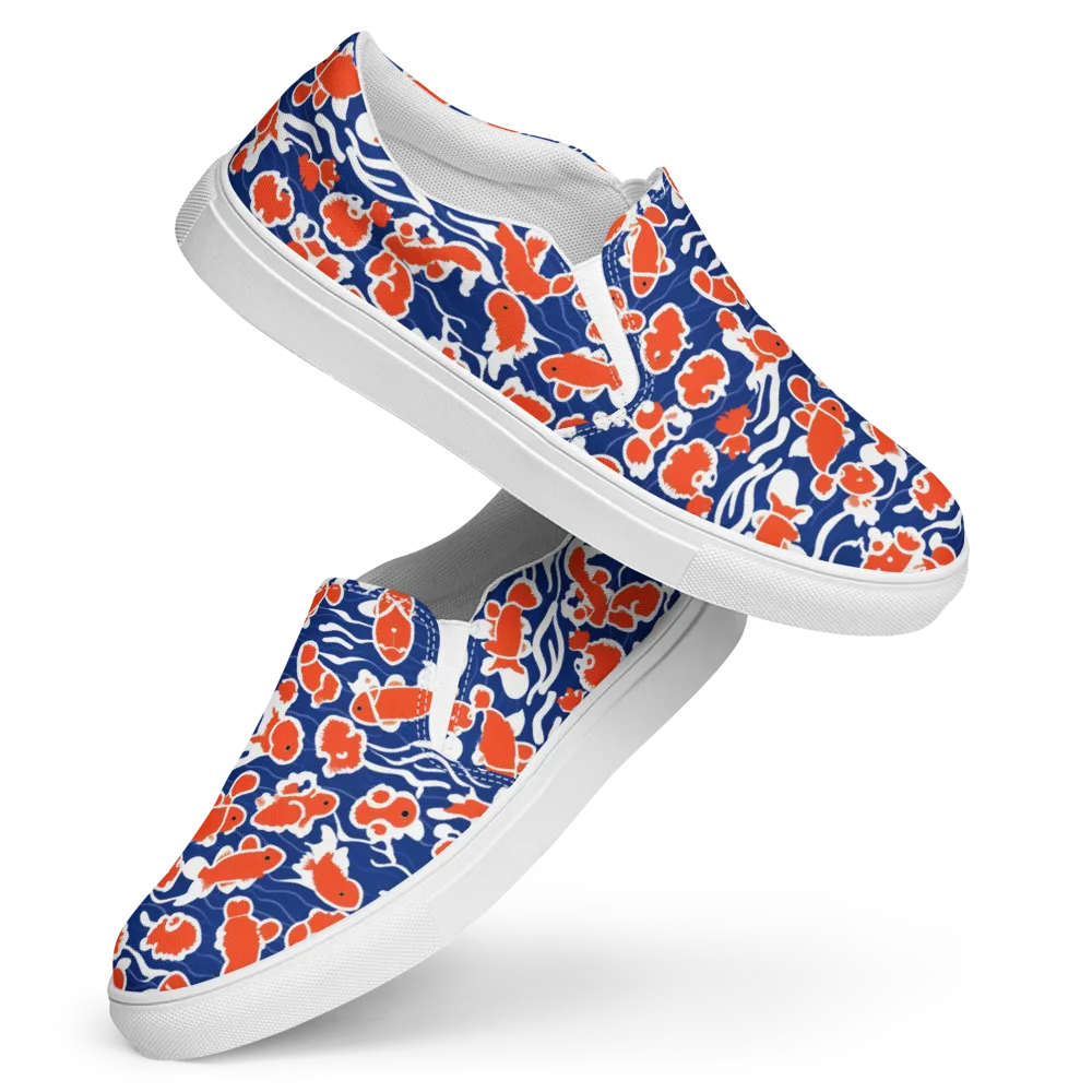 Crimson Current on Women's Slip-On Canvas Shoes — Front