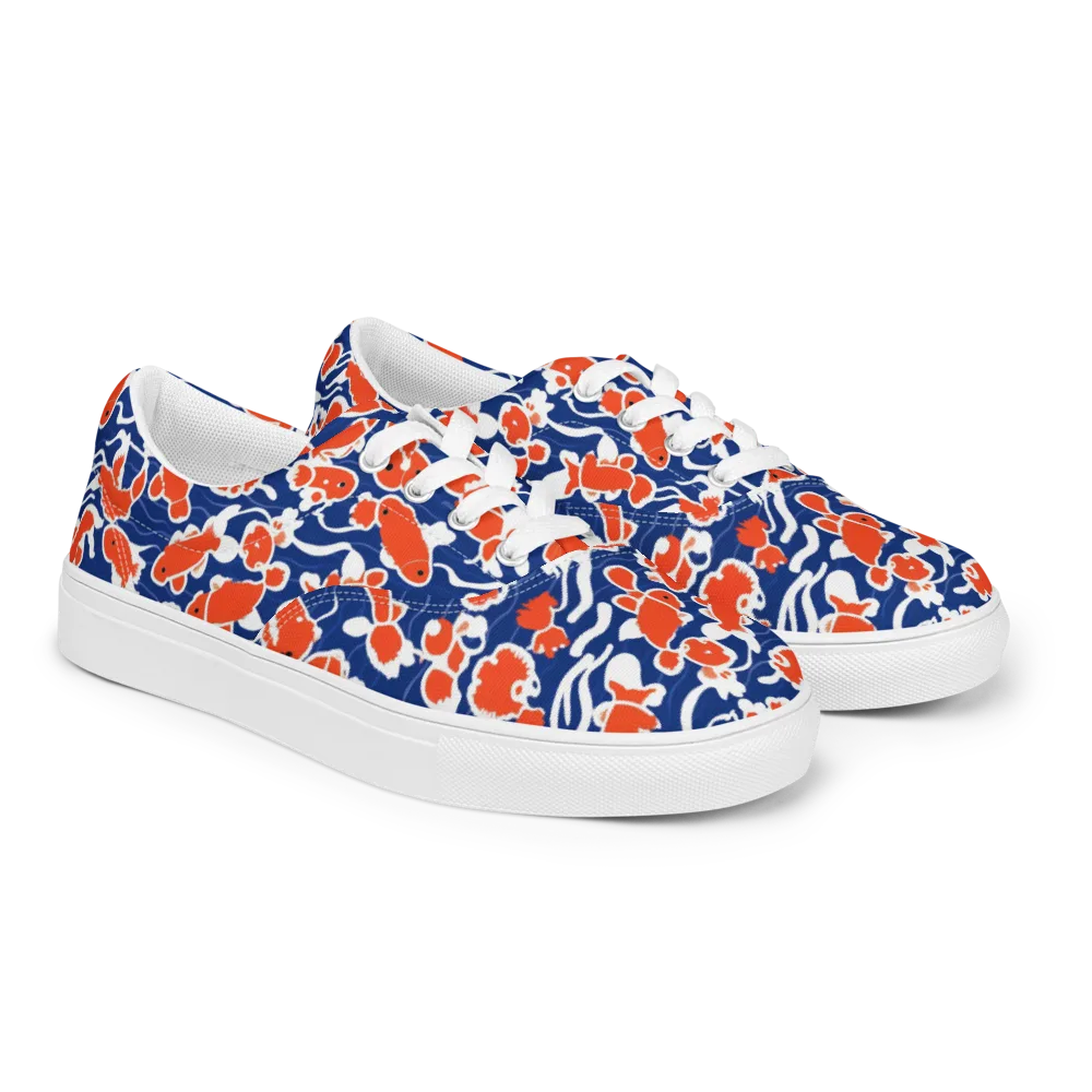 Crimson Current on Men's Lace-Up Canvas Shoes — Right Front