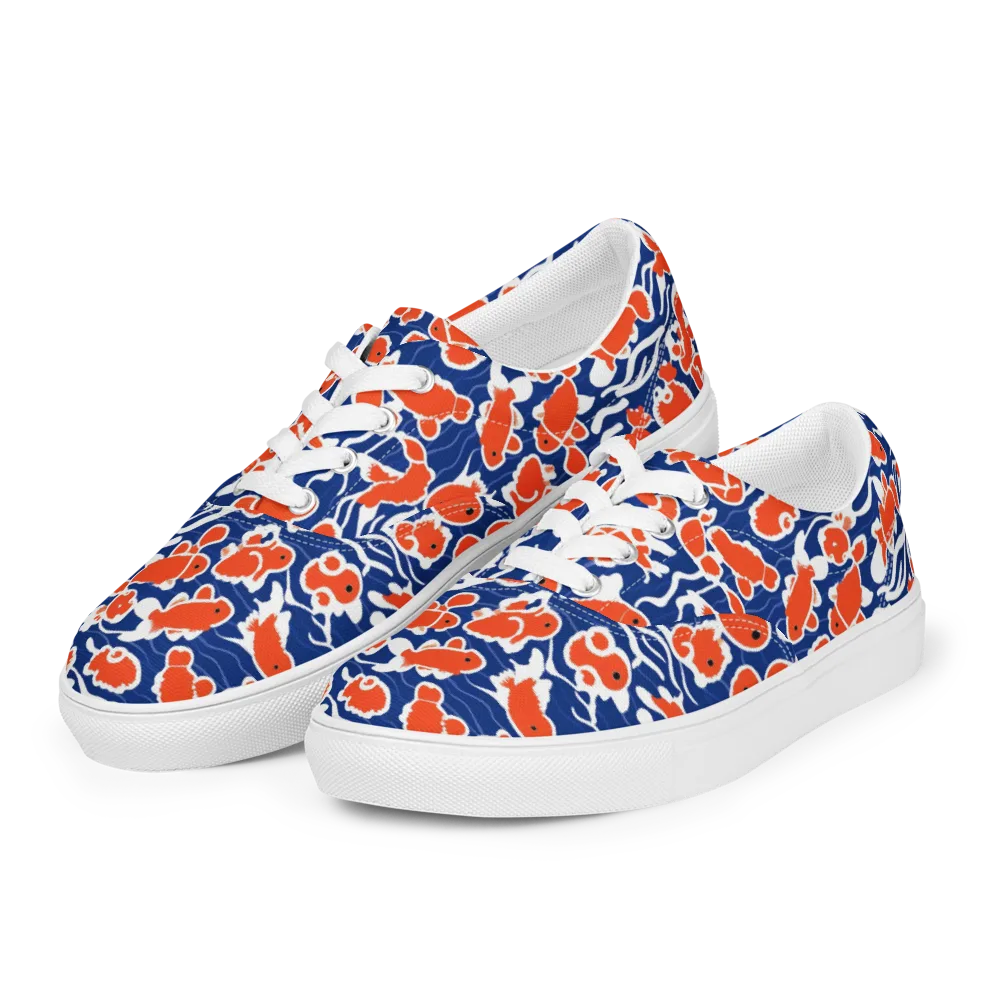 Crimson Current on Men's Lace-Up Canvas Shoes — Left Front