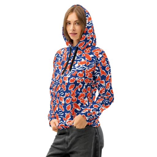 Crimson Current on a Cotton Hoodie