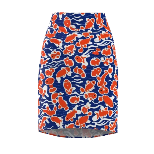 Crimson Current on a Pencil Skirt