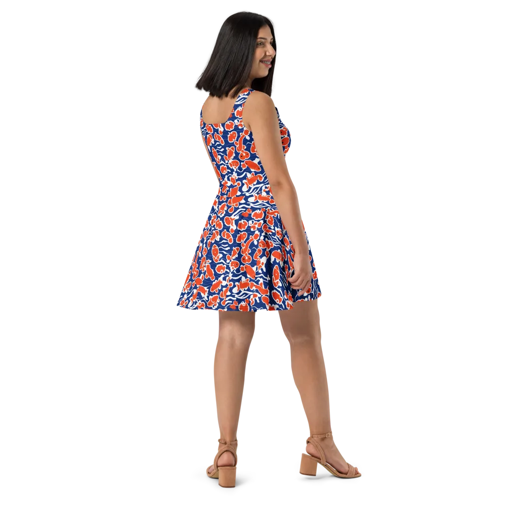 Crimson Current on Skater Dress — Right