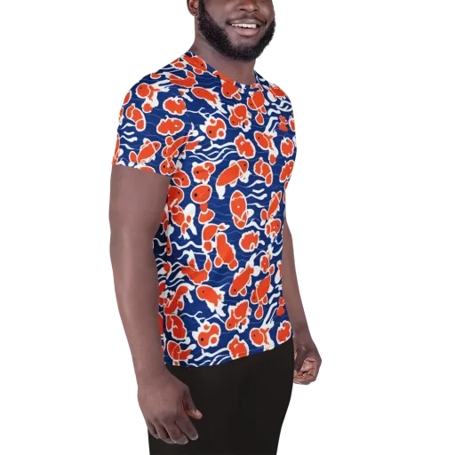 Crimson Current on a Men's Athletic T-Shirt