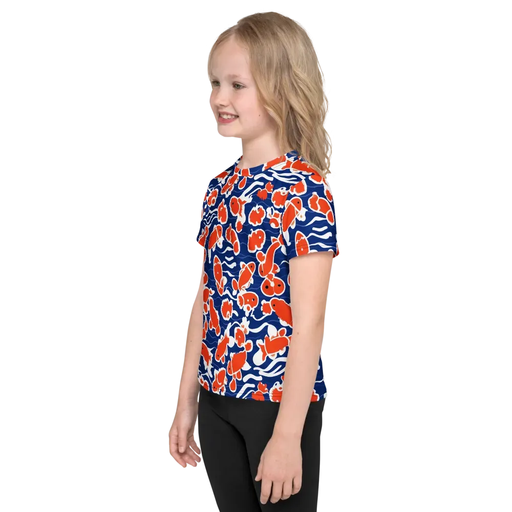 Crimson Current on Kids Crew Neck T-Shirt — Left
